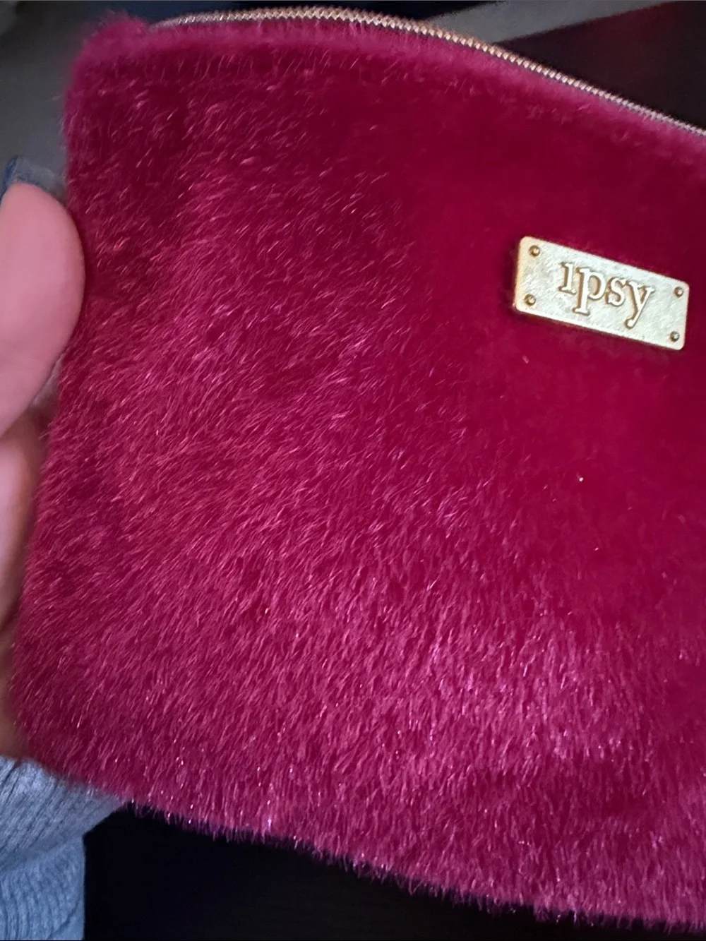 Ipsy Glam Bag December 2016 hot pink fuzzy faux fur